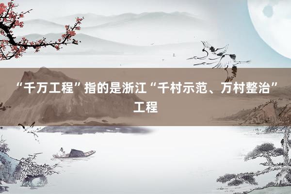 “千万工程”指的是浙江“千村示范、万村整治”工程