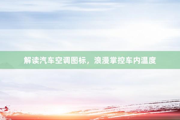 解读汽车空调图标，浪漫掌控车内温度