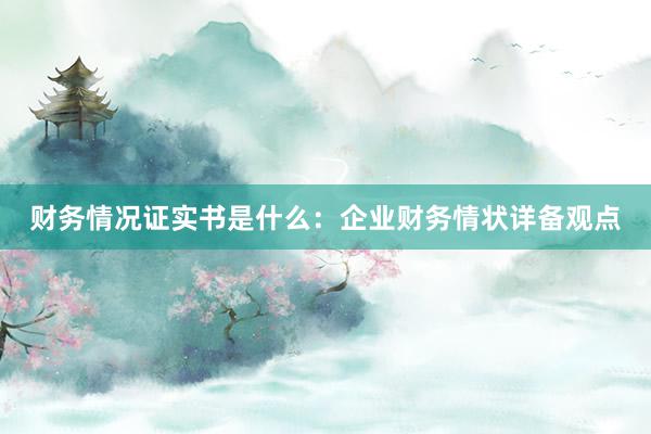财务情况证实书是什么：企业财务情状详备观点