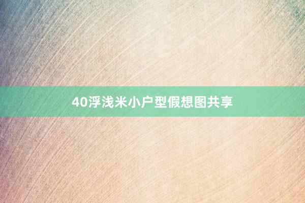 40浮浅米小户型假想图共享